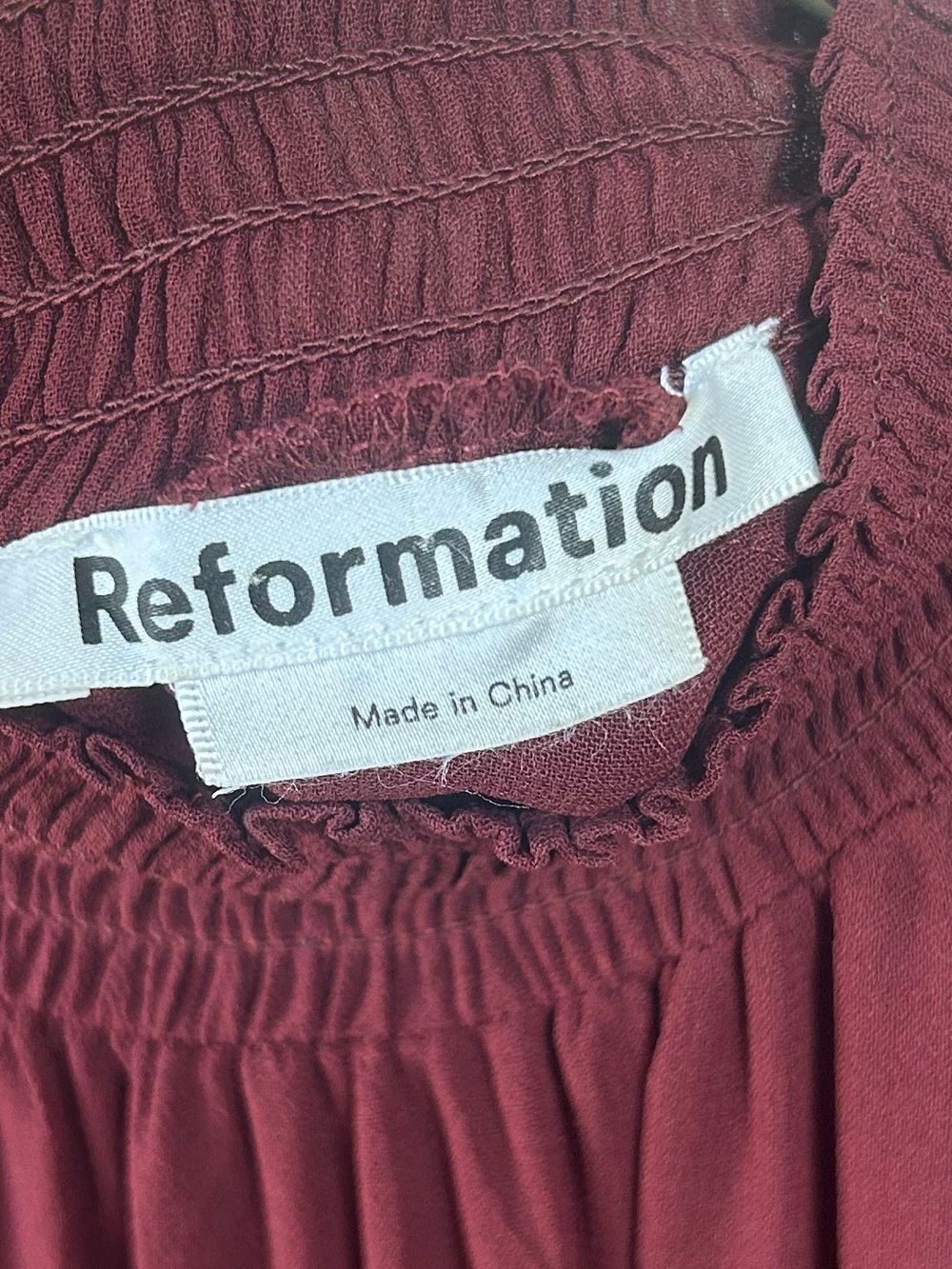 Reformation Valentin Long Sleeve Midi Dress in Burgundy Size 6 Boho Autumn Fall - Picture 5 of 7